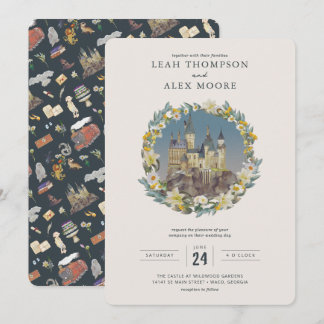 Invitation Harry Potter | Floral Hogwarts Castle Mariage