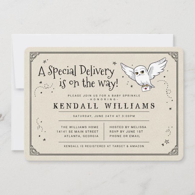 Invitation Harry Potter | Hedwig Baby Sprinkle (Devant)