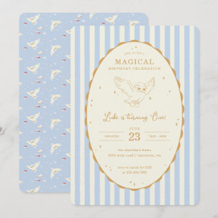 Invitation Harry Potter Hedwig Bleu Anniversaire Magique