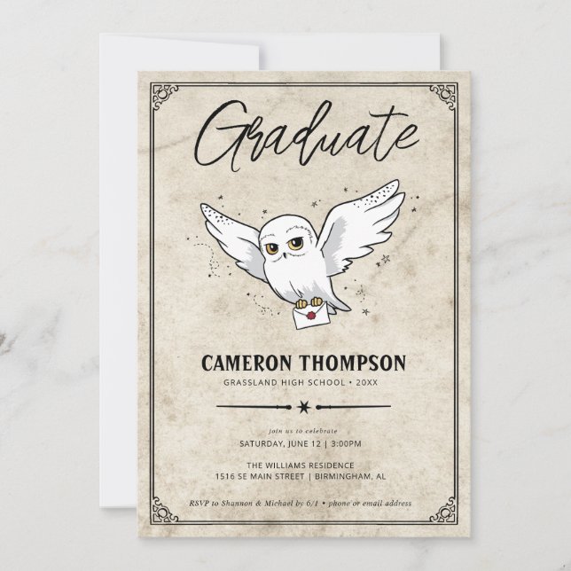 Invitation Harry Potter | Hedwig Graduation Party (Devant)