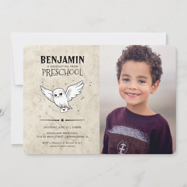Invitation Harry Potter | Hedwig Graduation pour enfants (Devant)