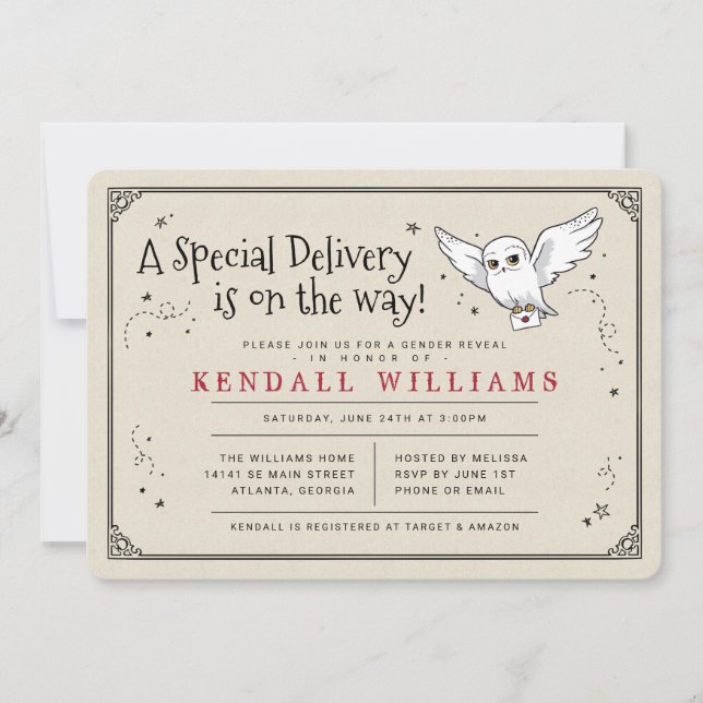 Invitation Harry Potter Hedwig Livraison spéciale Révélation  (Devant)