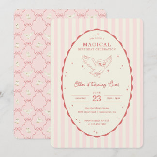Invitation Harry Potter Hedwig Rose Anniversaire Magique