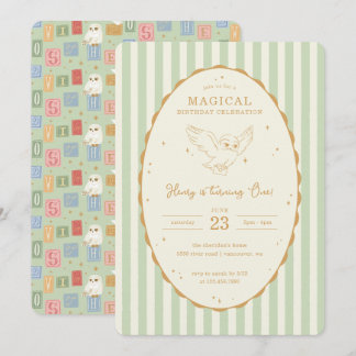 Invitation Harry Potter Hedwig Vert Magique Anniversaire