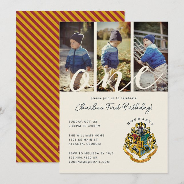Invitation Harry Potter | Hogwarts 1er anniversaire Photo (Devant / Derrière)