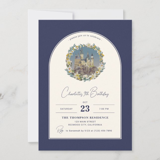 Invitation Harry Potter Hogwarts Arc Floral Anniversaire (Devant)