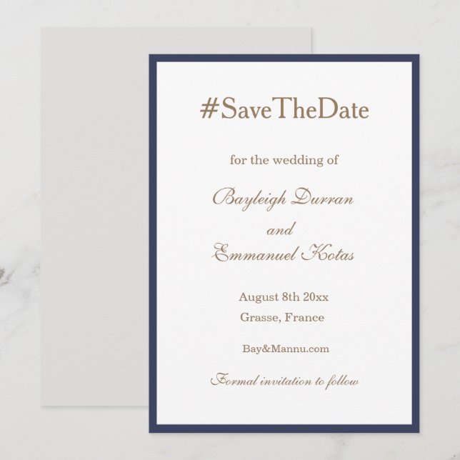 Invitation Hashtag Millennial Navy Blue White Enregistrer la  (Devant / Derrière)