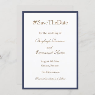 Invitation Hashtag Millennial Navy Blue White Enregistrer la 