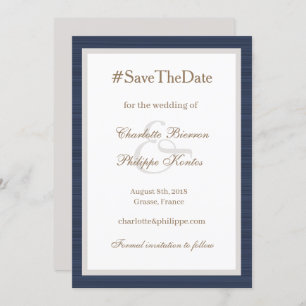 Invitation Hashtag Modern Blue White Ampersand Enregistrer La