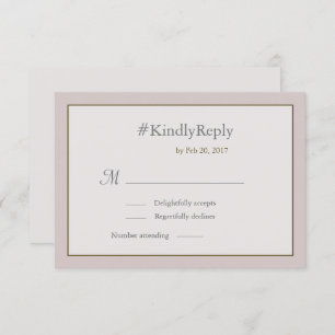 Invitation Hashtag personnalisées mariage en or rose pâle RSV