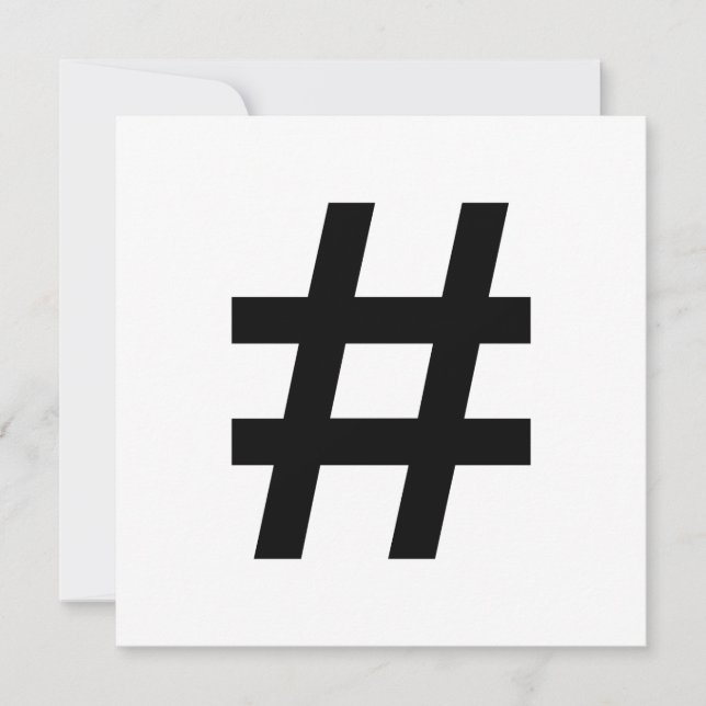 Invitation #HASHTAG - Symbole de balise de hachage noir (Devant)