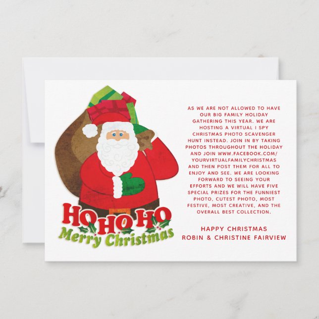 Invitation Hashtag virtuel Noël J'espionne jeu (Devant)