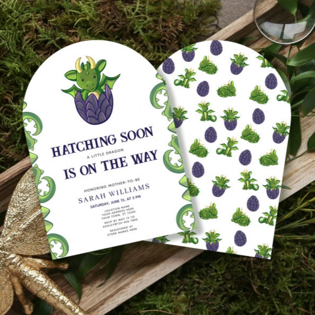 Invitation Hatching Bientôt Genre Neutral Baby shower Dragon (Créateur téléchargé)