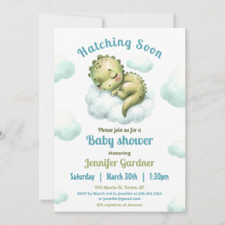 Invitation Hatching Bientôt mignon Dinosaur Baby shower garço