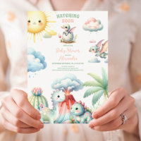 Hatching Pastel Whimsical Bientôt Baby shower Dino