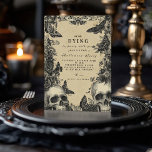 Invitation Hauné Elegance Skull and Moth Gothic Party<br><div class="desc">Entrez dans l'élégance étrange de la saison avec ce design gothique vintage d'Halloween. Doté de crânes, de papillons de nuit et de fleurs sombres sur un arrière - plan de parchemin âgé, ce morceau d'une élégance obstinée donne le ton parfait pour un rassemblement macabre. Idéal pour tous ceux qui aiment...</div>
