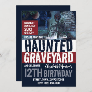 Invitation Hauné Graveyard Thème Escape Room Anniversaire