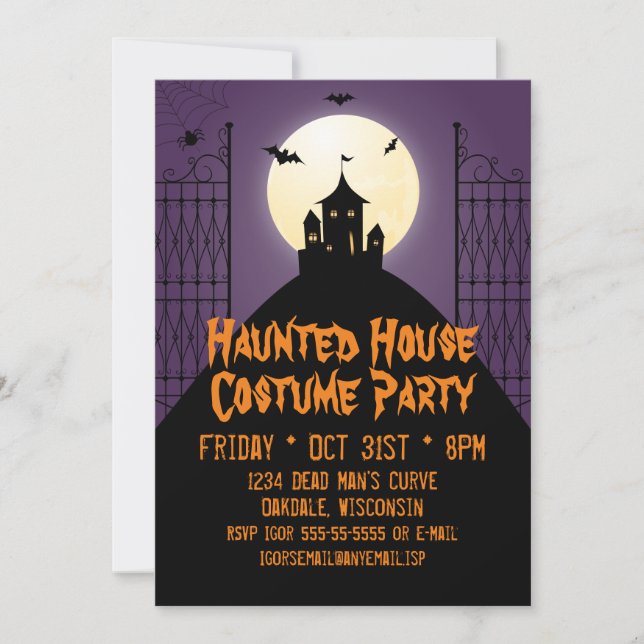 Invitation Hauné House Costume fête Halloween (Devant)