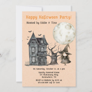 Invitation Hauné House Witch Éffrayant Halloween Party