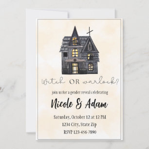 Invitation Hauné Maison aquarelle Halloween Révélation de gen