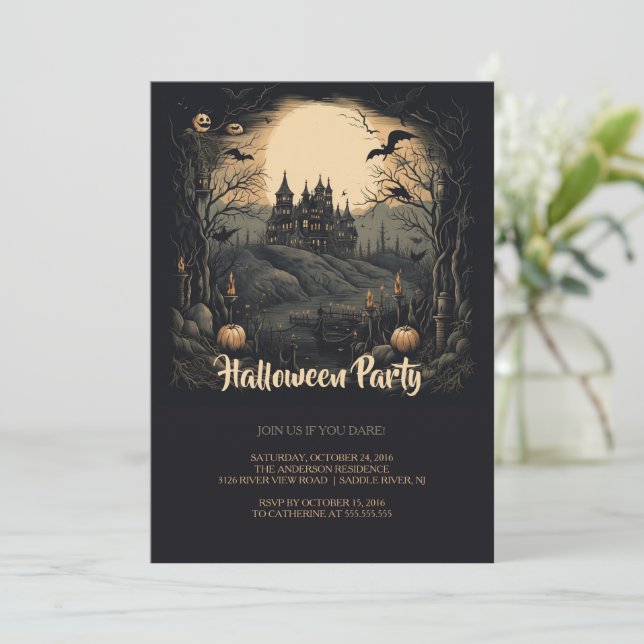 Invitation Haunted Castle Halloween (Debout devant)