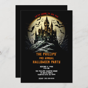 Invitation Haunted Castle sur Cemetery Hill Halloween Party
