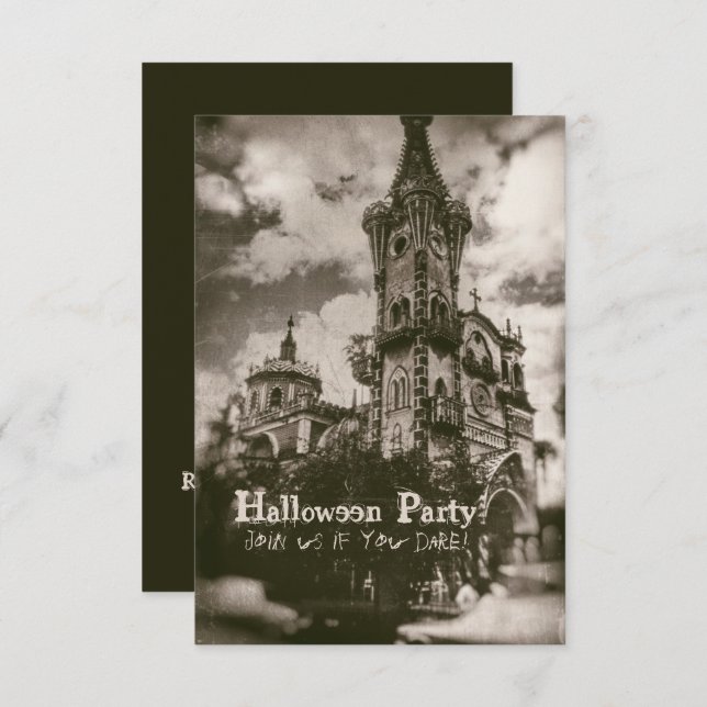 Invitation Haunted Church Éffrayant Halloween (Devant / Derrière)