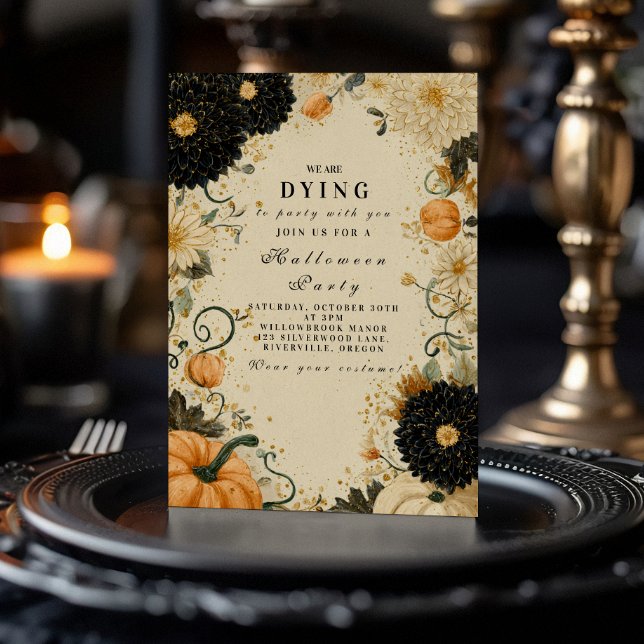 Invitation Haunted Citrouille Dahlia Halloween (Créateur téléchargé)