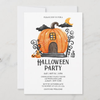 Invitation Haunted Citrouille House Halloween Party
