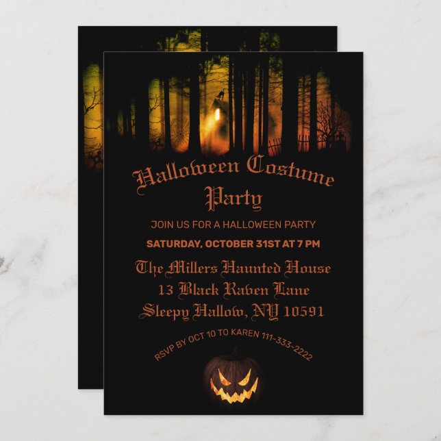 Invitation Haunted Forest Halloween Party (Devant / Derrière)