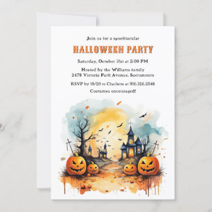 Invitation Haunted Graveyard Jack O’Lanterns Halloween Party