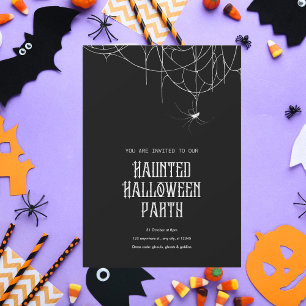 Invitation Haunted Halloween Party Spider Web