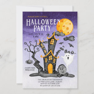 Invitation Haunted House Éffrayant Indigo Sky Halloween Party