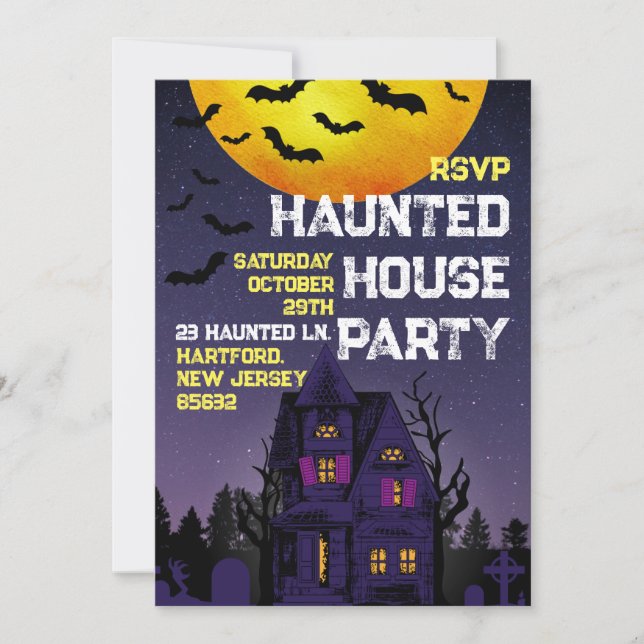 Invitation Haunted House Fête Nuit Heure Adulte Halloween (Devant)