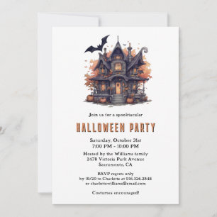 Invitation Haunted House Jack-O-Lanterns Lune Fête d'Hallowee