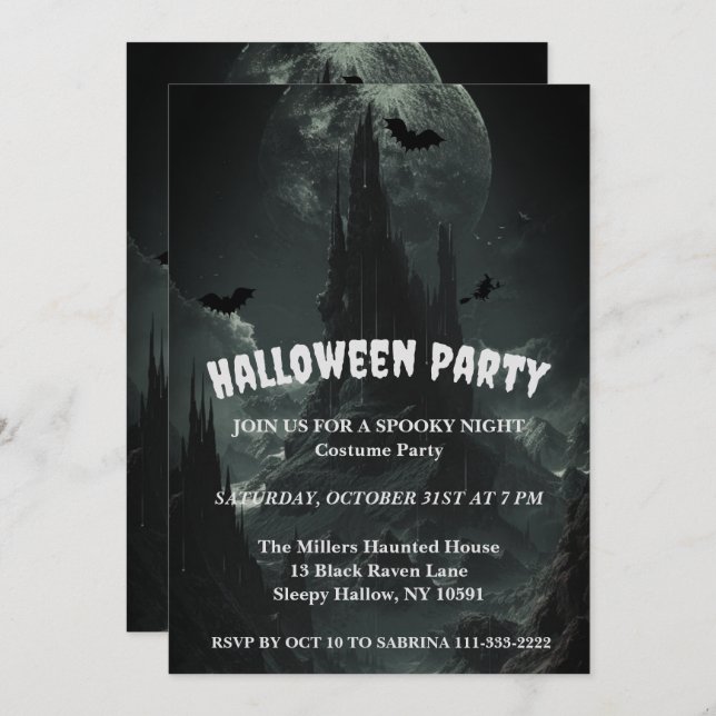Invitation Haunted Mountaintop Halloween Party (Devant / Derrière)