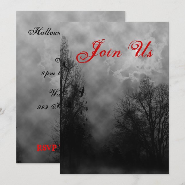Invitation Haunted Sky Custom Halloween Modèle d'invitation (Devant / Derrière)