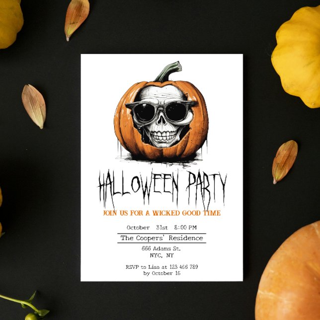 Invitation Haunting Jack O'Lantern Grinning Crâne Halloween (Créateur téléchargé)