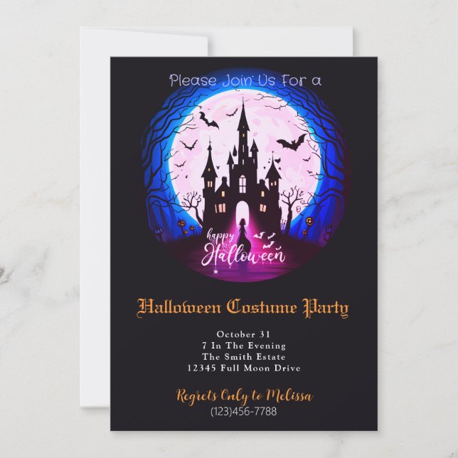 Invitation Hauny Castle Happy Halloween Costume Party (Devant)