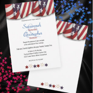 Invitation Haut Bunting Rouge Blanc Bleu Patriotique Étoiles