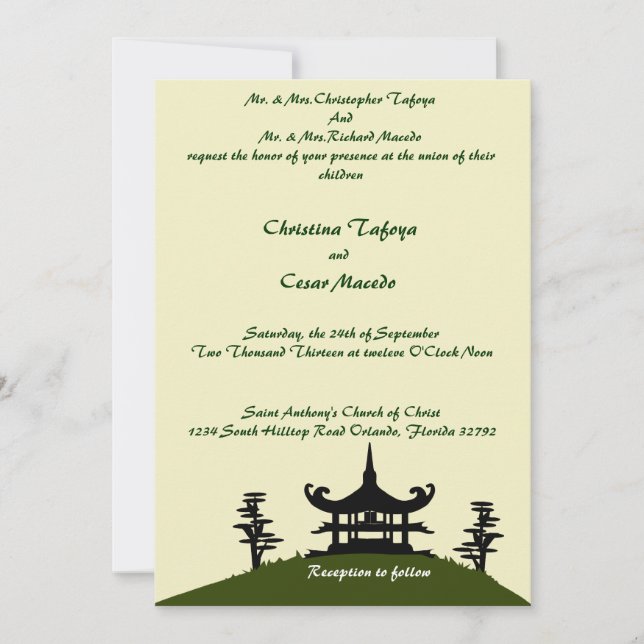 Invitation Haut de la colline verte japonaise 5x7 (Devant)