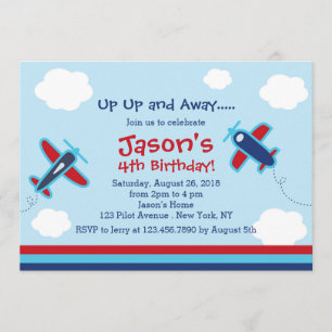 Invitation HAUT et Away Airplane fête d'anniversaire I
