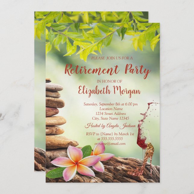 Invitation Haut talon, Verre, Pierres Zen Retrait Paysage (Devant / Derrière)