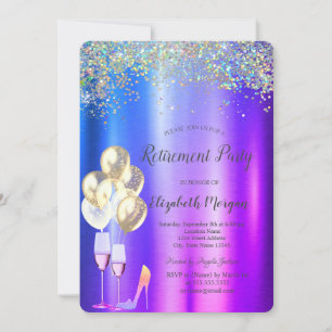 Invitation Haut talons, Confetti Coloré Purple Retraite