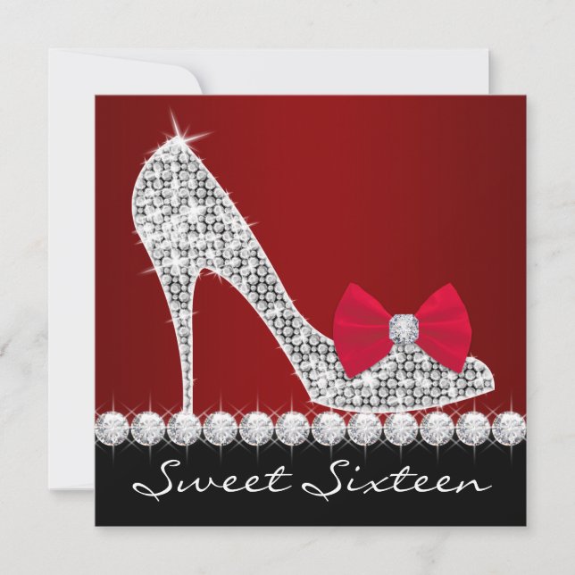 Invitation Haut talons Rouge noir Sweet sixteen fête d'annive (Devant)