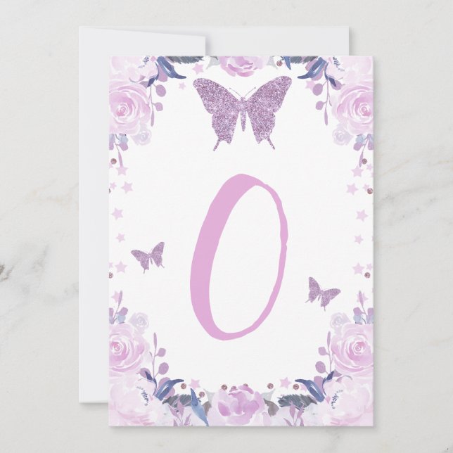 Invitation Haute Chaise Papillon pourpre 1er Anniversaire Let (Devant)