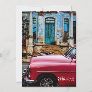 Invitation Havana Cuba Voiture rouge Vintage