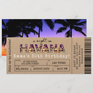 Invitation Havana Nights Tropical Airline Billets Anniversair