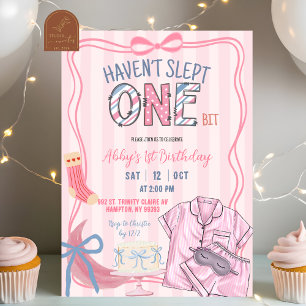 Invitation Haven d'une rayure rose N'ont pas dormi d'un poil