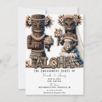 Hawaïen Polynésien Tiki Mariée Marié Fiançailles